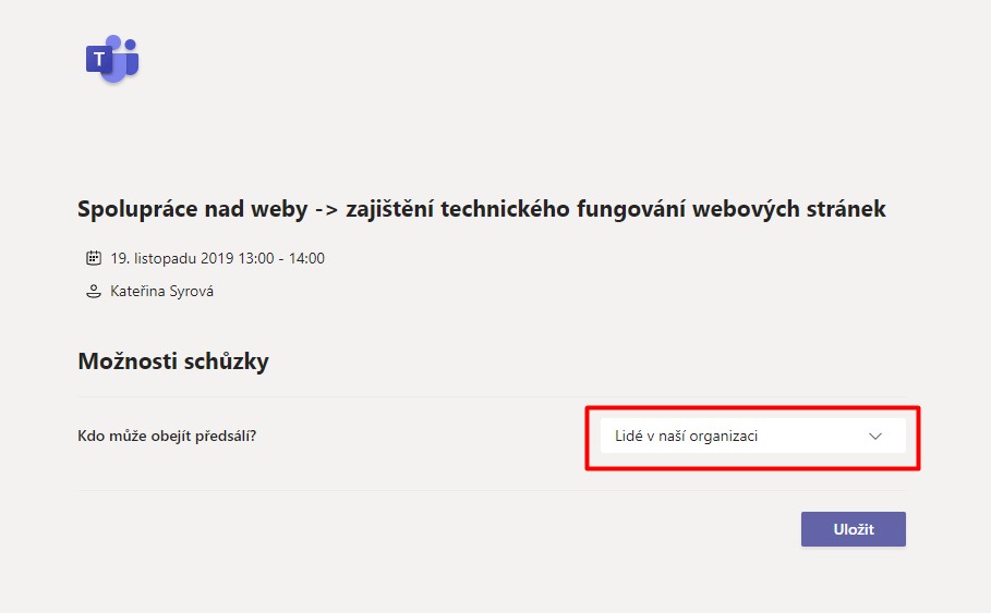 Řízení rolí ve schůzce MS Teams