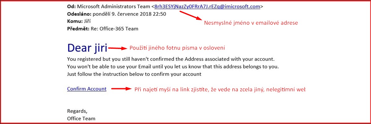 Podezřelý email Phishing