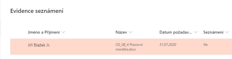 Evidence-seznámení