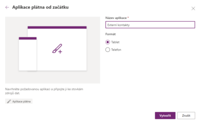 Pojmenování a nastavení nové aplikace v Microsoft 365