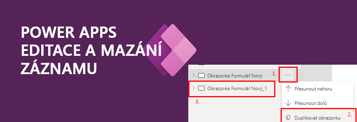 Power Apps uživatelské rozhraní pro editaci a mazání záznamů