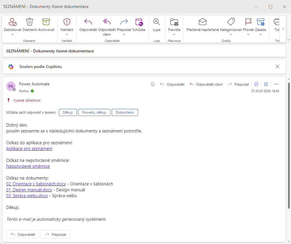 E-mail vyzývající k seznámení