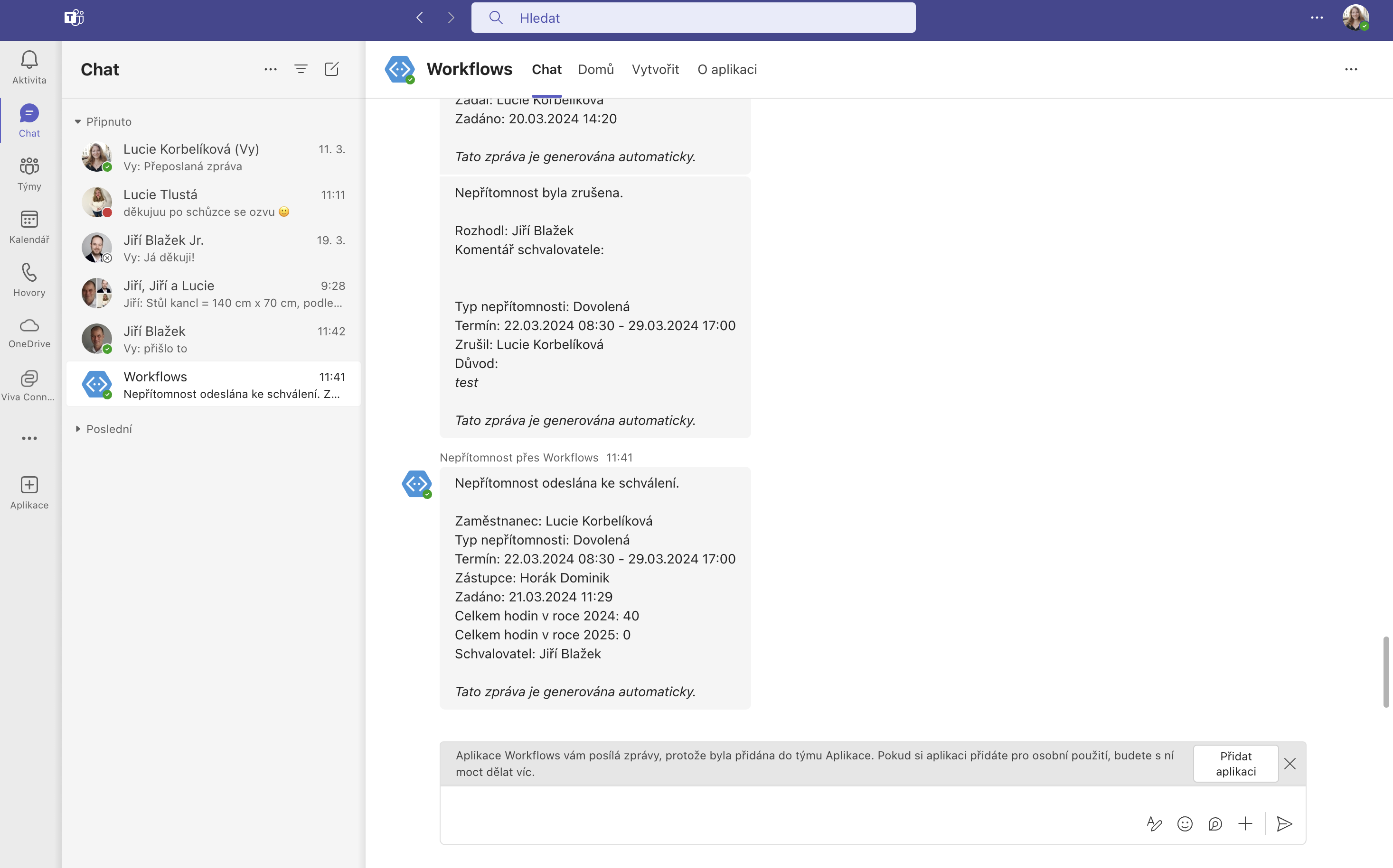 Aplikace Dovolená_schválení