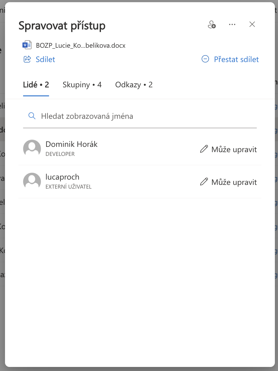SharePoint sdílení_Lidé