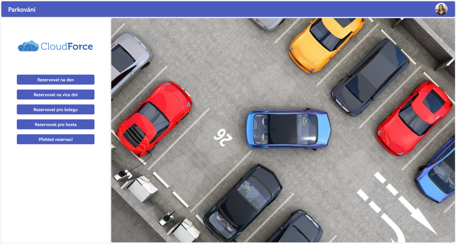 Aplikace Parking_hlavní strana